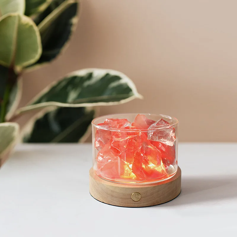 Aromatherapy Crystal Diffuser Stone Indoor Fragrance Crystal Stone Glass Cup Ornaments with Lamp Base Home Decoration