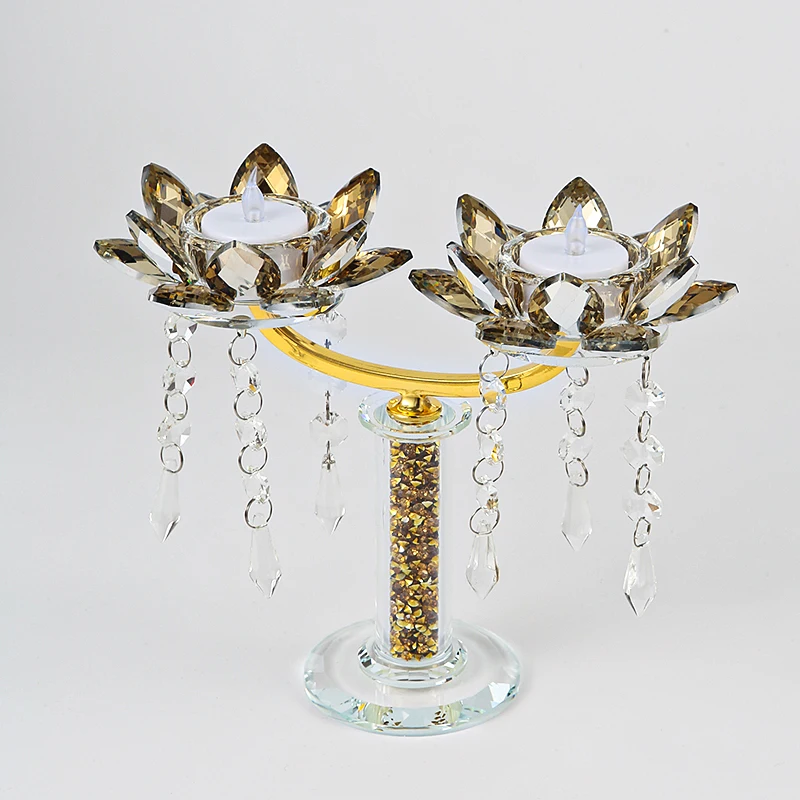 Wholesale Wedding Home Decorative Candlestick Table Center Pieces Crystal Candle Holder With Crystal Pendant