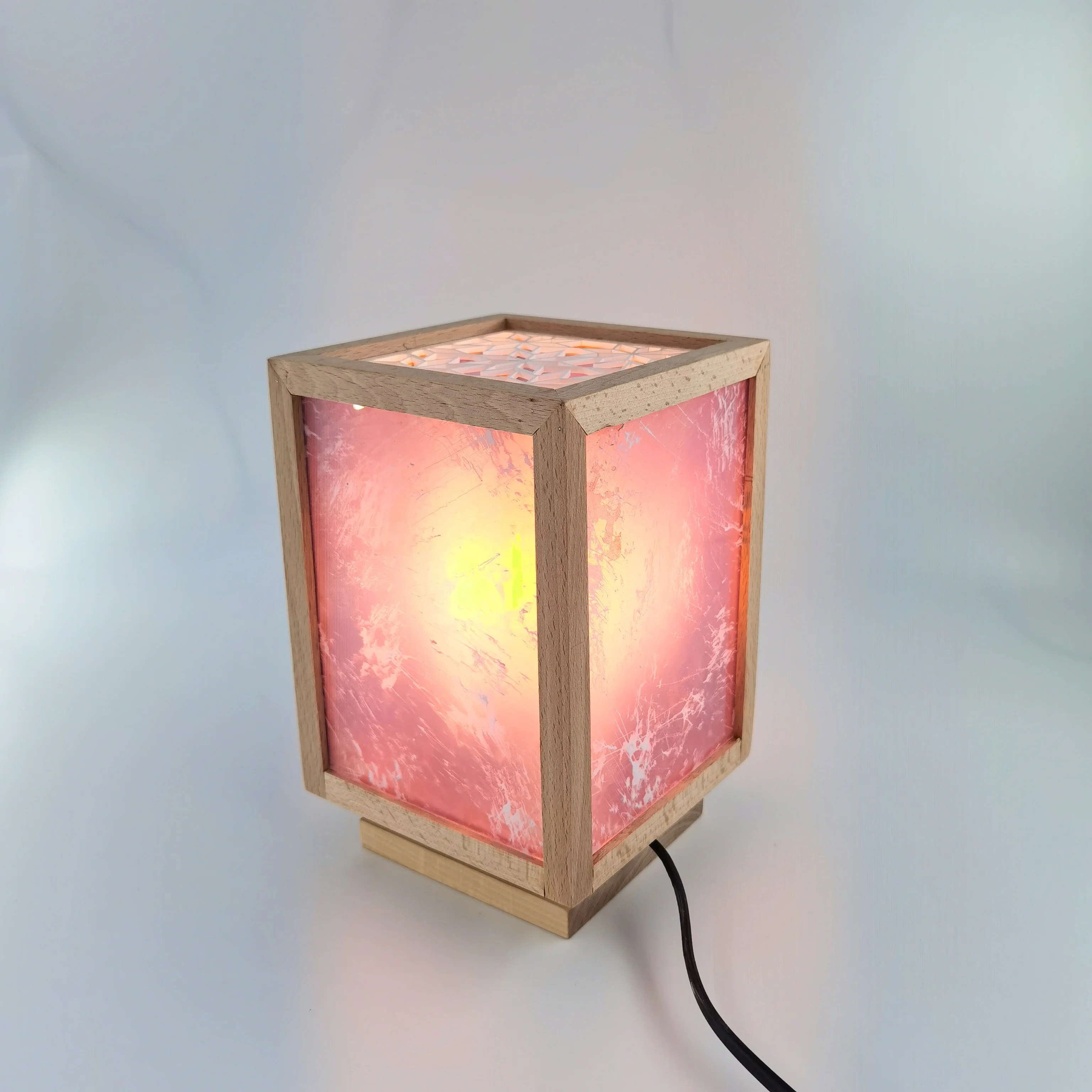 E27 LED Bulb Wooden Table Lamp Art Engrave Crafted Acrylic Modern Table Lamp For Living Room Bedroom Decoration