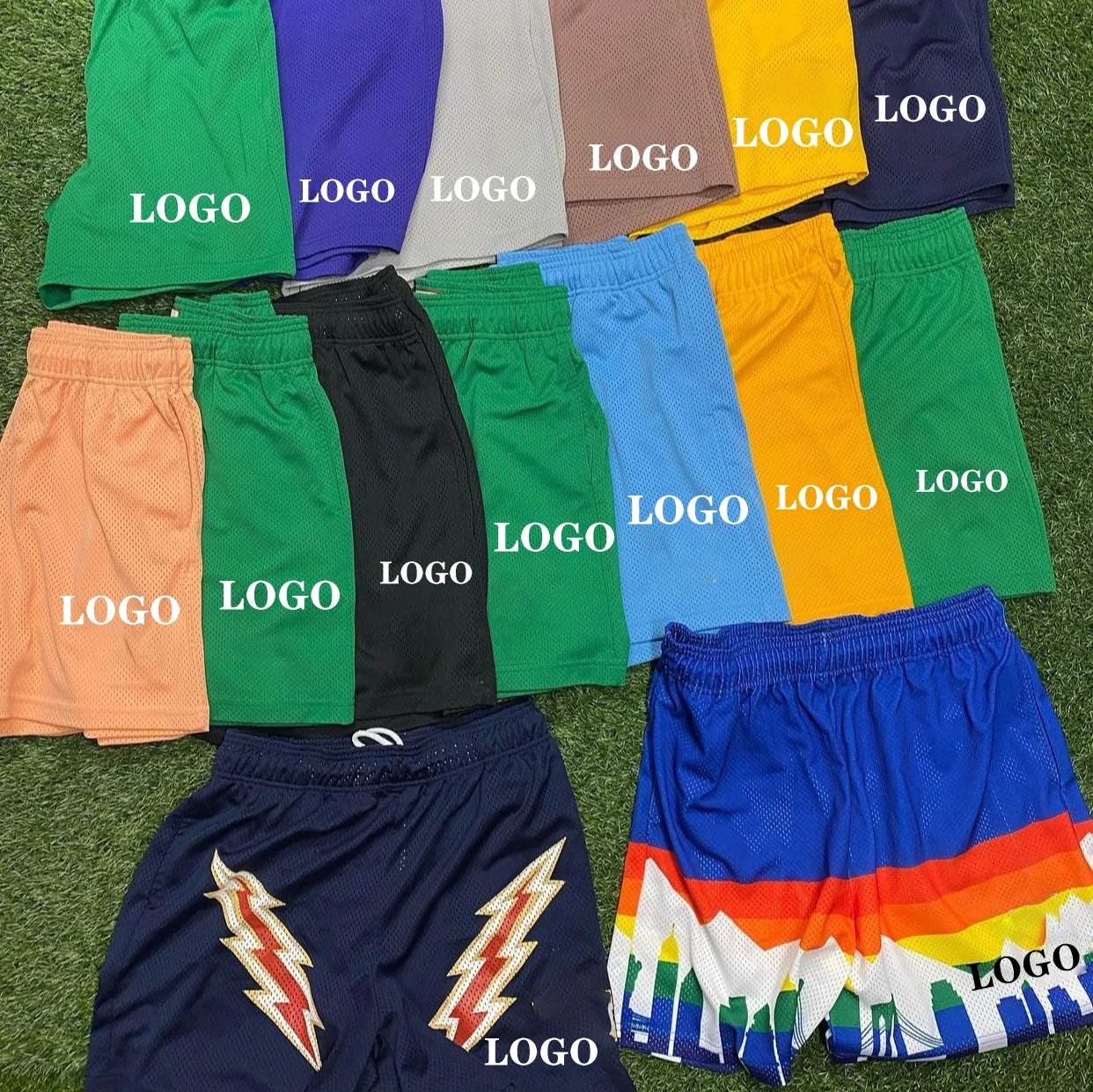 No MOQ Custom Logo Custom Mesh Shorts With Pockets Breathable Sublimation Screen Print Transfers Customize Mesh Shorts Men