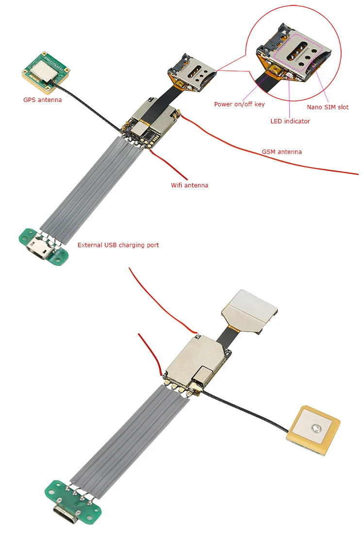 
Ultra mini GPS tracker PCB board ZX310, GSM GPRS sim card Wifi LBS tracking chip compatible with nano sim eSIM 