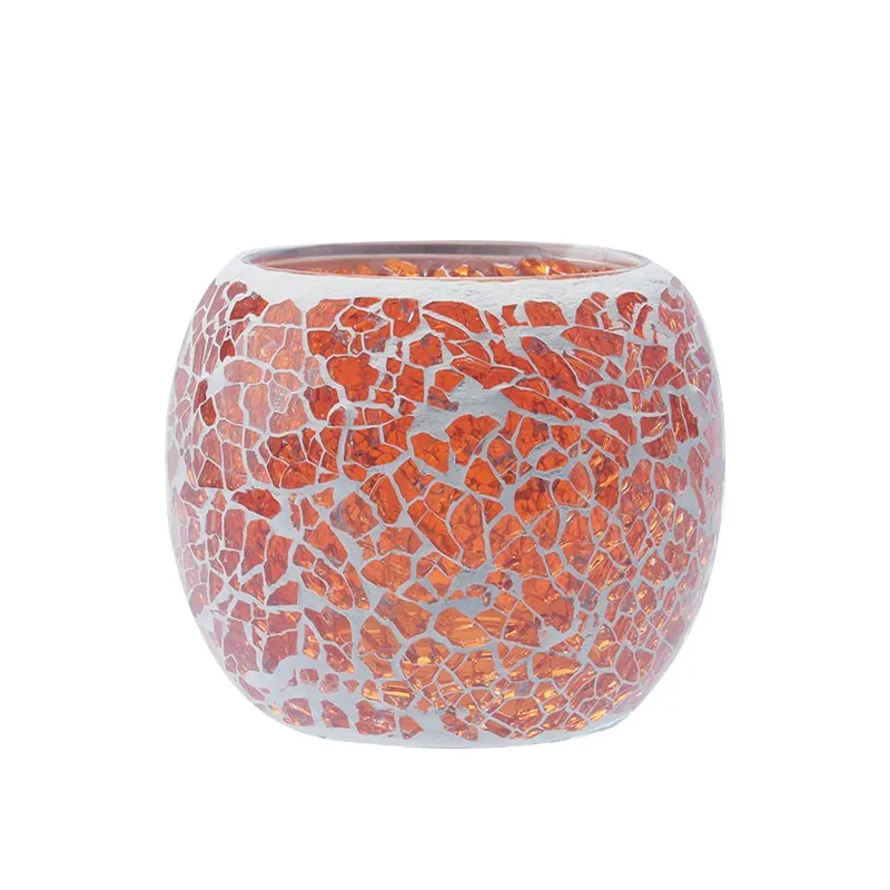 Mescente  wholesale  crackle glass candle holder  modern custom luxury fancy decorating glass candle holders containers