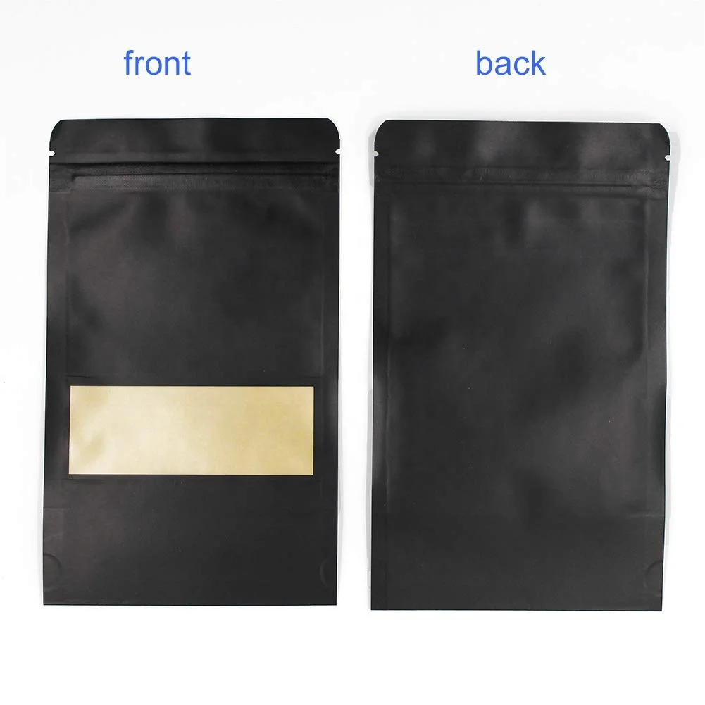 New Products Resealable Grip Seal Zip Lock Zipper Frosted Windows Black Pouch Stand Up Bag With Notch For Storing Any Product