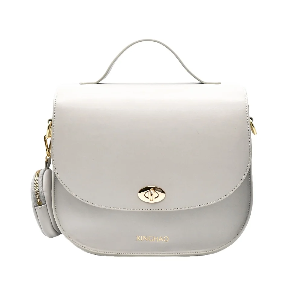 New Arrival Women Portable Crossbody Grey Vegan Pu Leather Dslr Lens Saddle Camera Bag For Photography