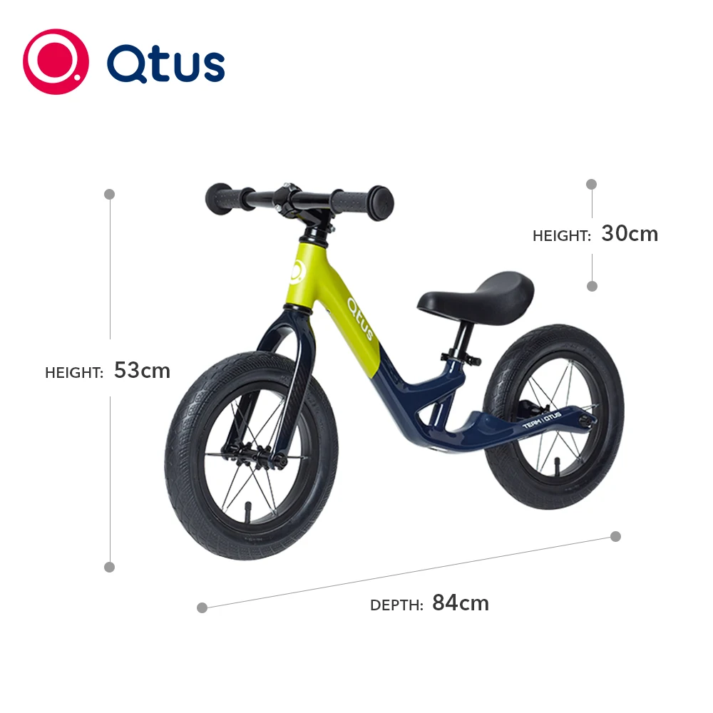 Qtus QR1 Balance Bicycle - Easy to carry - Lightweight Frame with T700 Carbon Fiber - Strap Hide in Saddle - Steering Easily