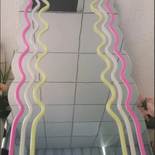 LED Wave Mirror Light Sign Neon Strip Decorative Dimming Background Lemon Yellow Pink USB Love Acrylic Plastic Acrylic Plastic