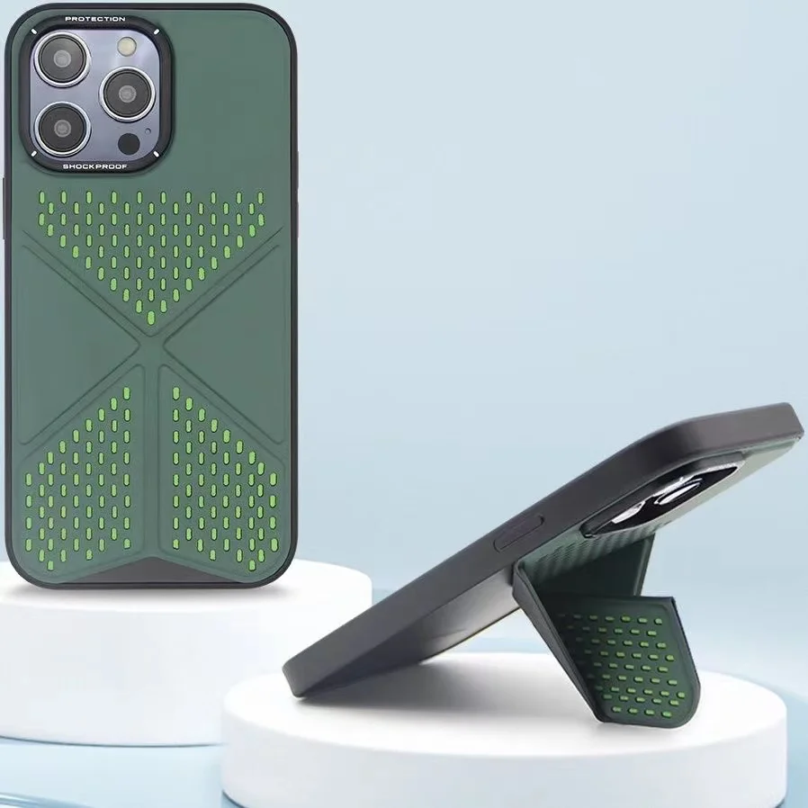 Luxury Magnetic Charging Case for iPhone 14/14 Pro Max Windmill Folding Stand Case with Built-in Invisible Kickstand