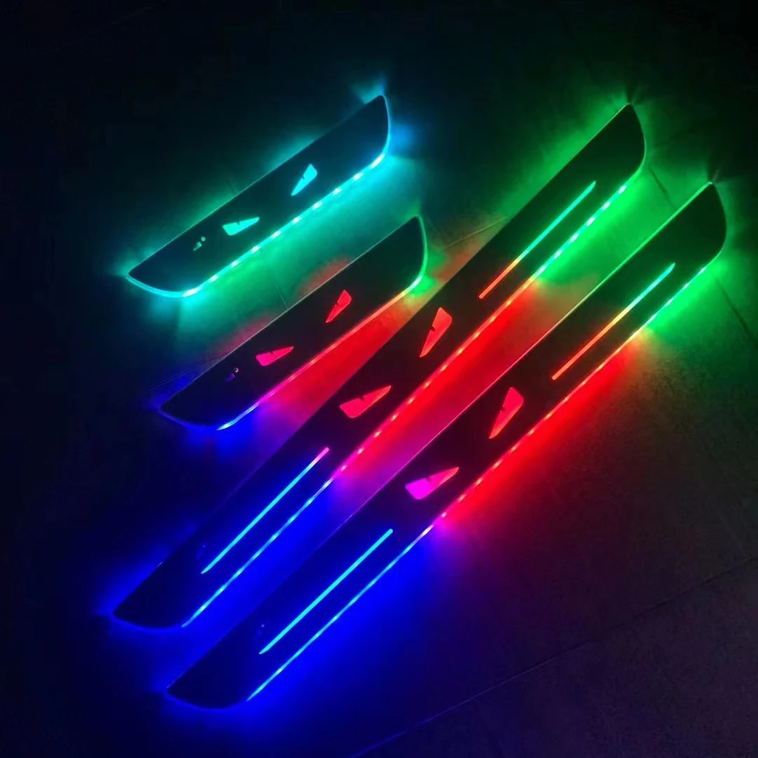 USB беспроводной RGB цветной приветственный педаль с логотипом под заказ автомобильный акриловый Радужный светодиодный порог универсальная