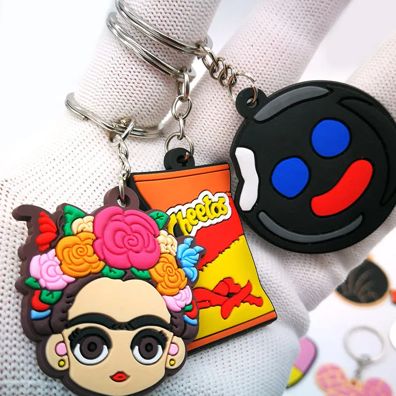Hot Sale Mexican Style Pvc Rubber Keychain Cute Mickey Head Pendant Animation Advertising Gift Bag Accessories Doll Keyrings