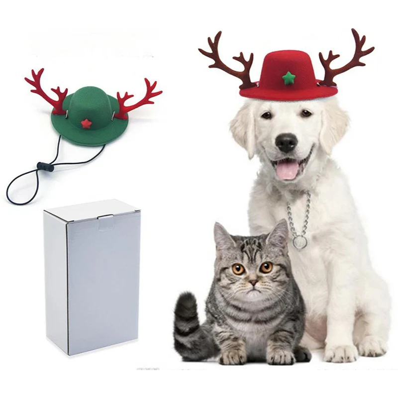 wholesale Christmas antlers hat for pet factory price special gift for dog cat cute gift festival party decor christmas hat