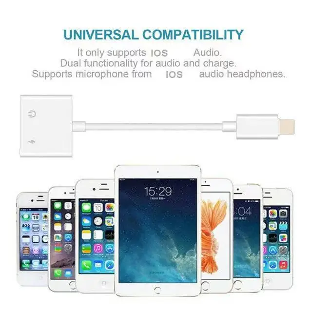  Разветвитель Apple на 3 5 мм адаптер для наушников и с двумя портами Iphone Pro 2 в 1 Зарядка прослушивание