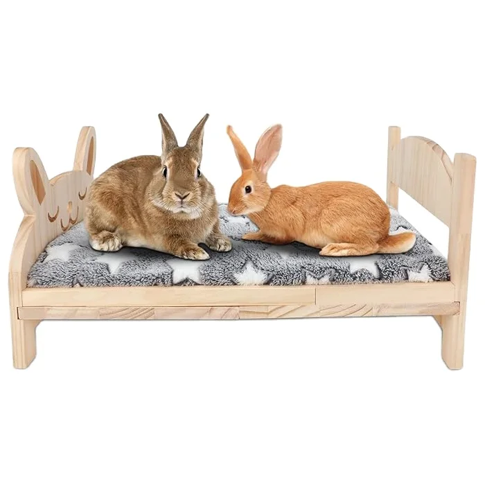 Wooden Cozy Pet Bed - Ideal Resting Place for Rabbits, Guinea Pigs, Kittens, and Puppies