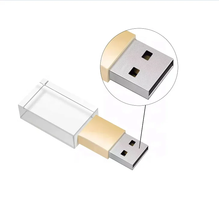 
Hot Selling 32GB 64GB Crystal Usb 2.0 3.0 Pendrive OEM 3D Logo Glass Usb Flash Drive 