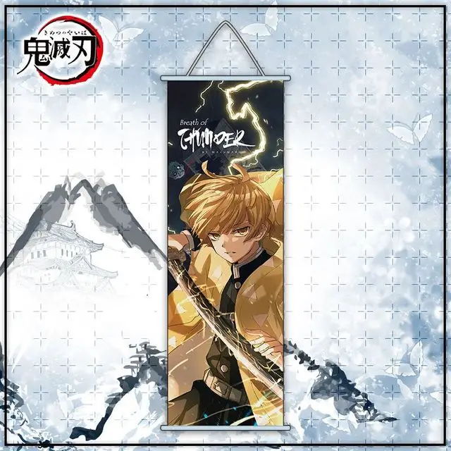 Anime Demon Slayer Wall Scroll Hang Poster Kimetsu No Yaiba Hanging Painting Picture