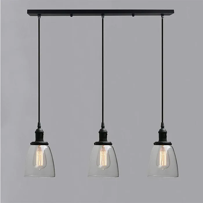 Nordic loft vintage industrial pendent light bar coffee shop glass shade pendant lamp