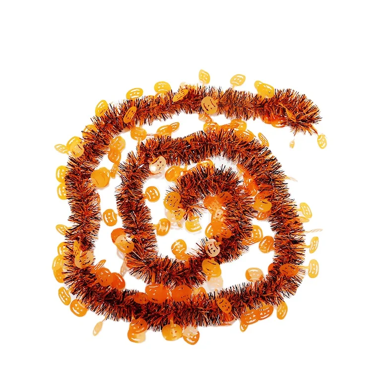 Halloween decoration supplies pumpkin witch spider white ghost decoration colorful PET  tinsel garland