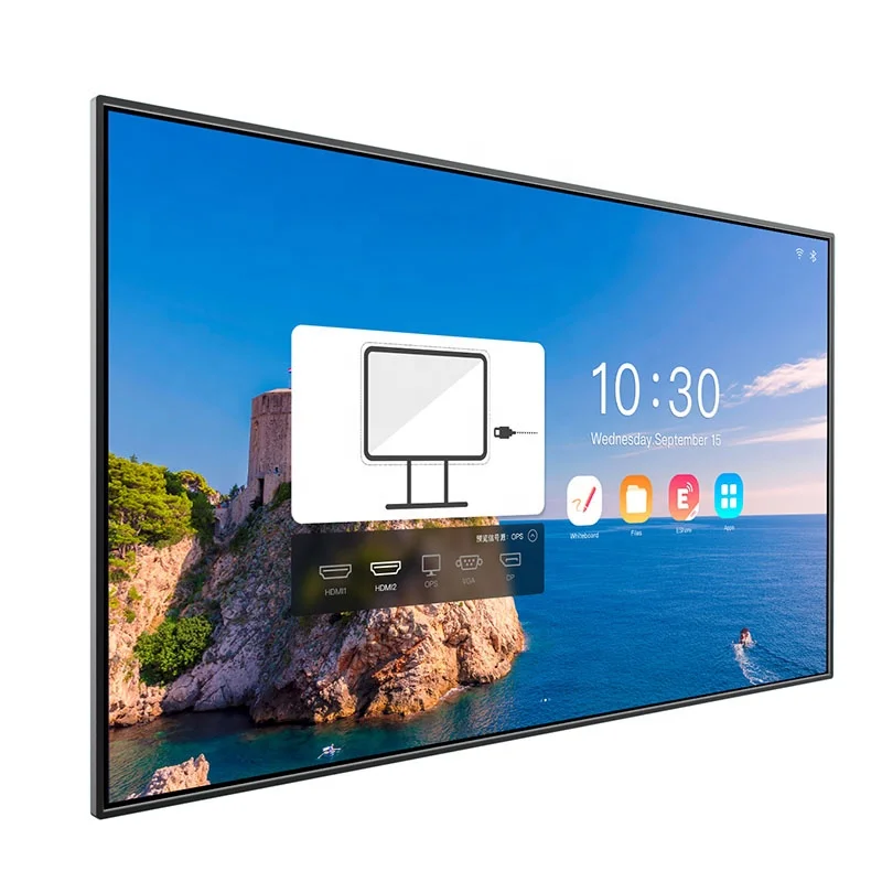 Интерактивные сенсорные панели 4K UHD 98 дюймов смарт-дисплей с камерой AI и микрофонами 8 матриц