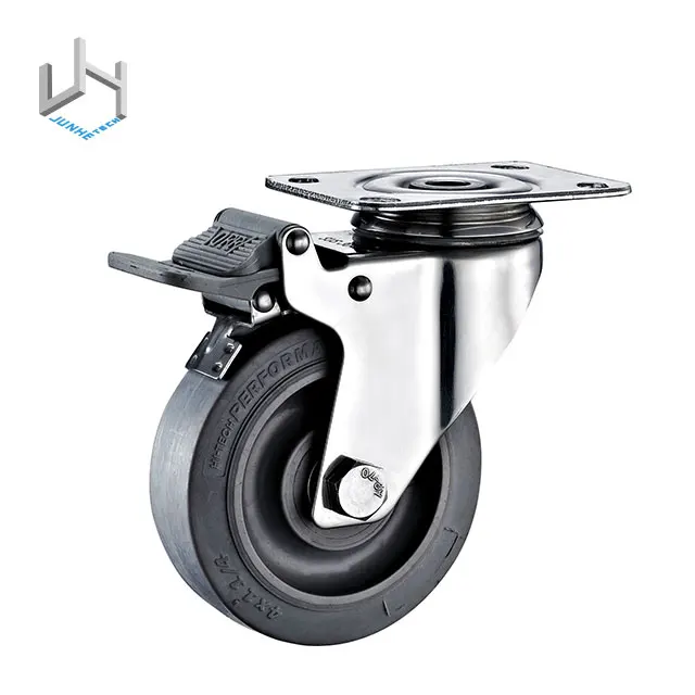 
3 inch TPR Plate Swivel Type Medium Duty Stainless Steel Caster Wheel Castor 