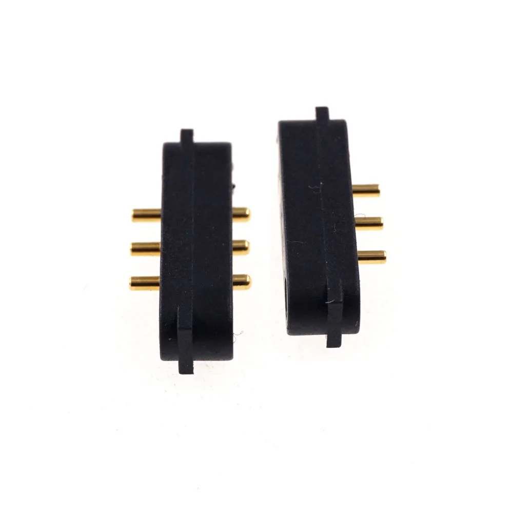 2.54mm Pitch Single Row Mating USB Cable Magnetic Connector Straight Gold Plating 3 Pogo Pin Magnetic Connector