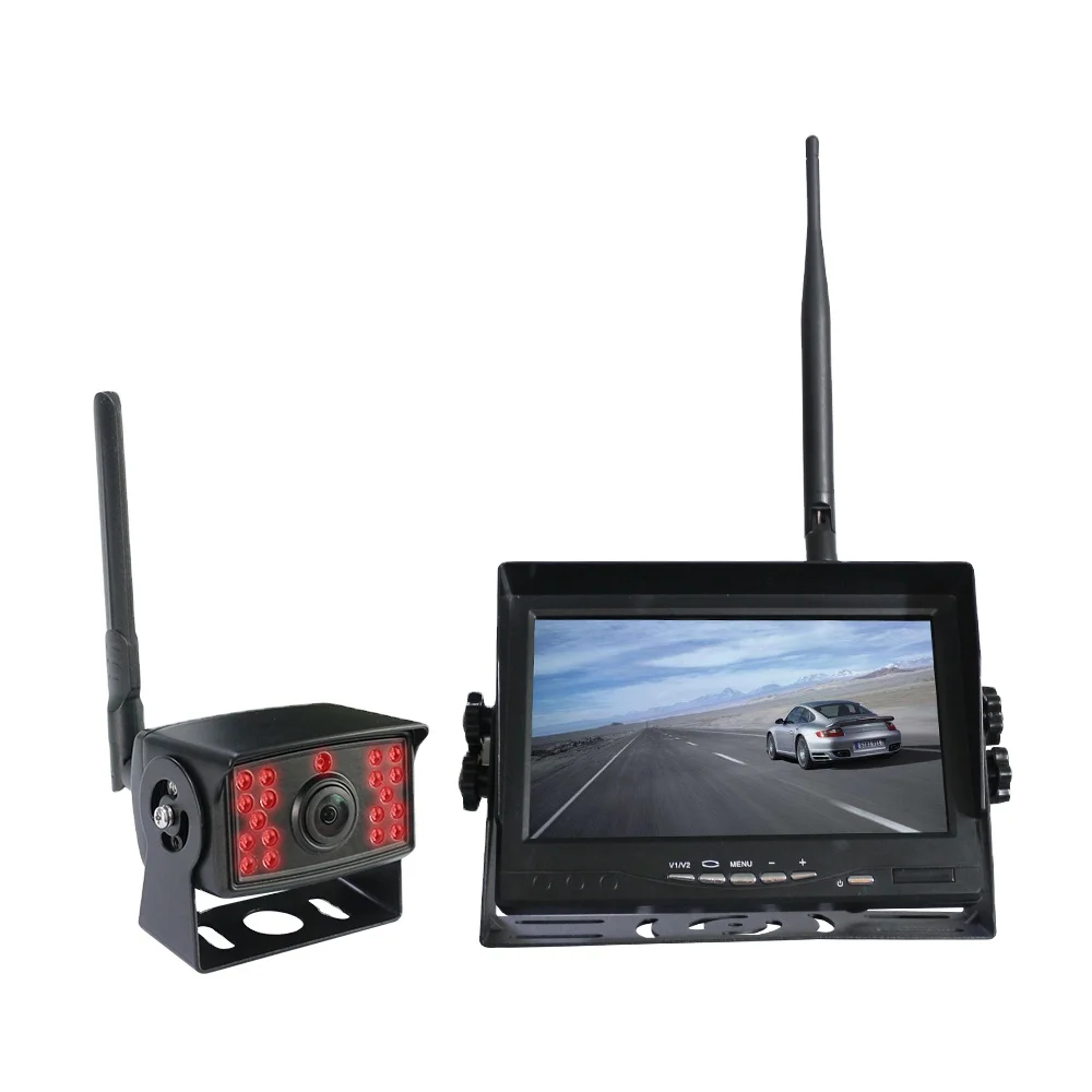 Wireless power supply 2.4G system support 4 channels camera image different mode in auto circulate record monitor