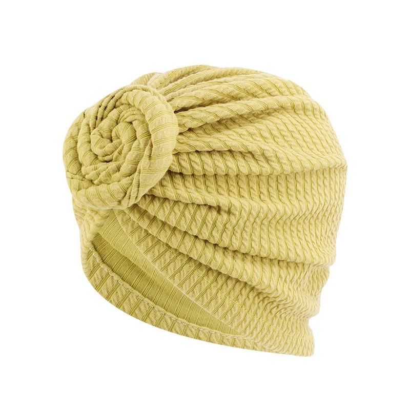 Amazon Hot Autumn Women Muslim Knotted Plain Top Knot Hat Cotton Cap Beanie Twisty Hair Turban