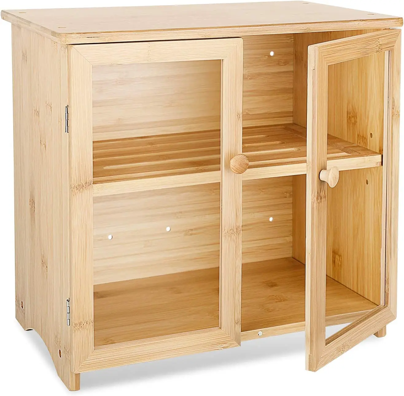 Wholesale hot sale Large Bamboo Two-layer Bread Box With Drawer, Double Layers Large Bread Box for Kitchen Counter