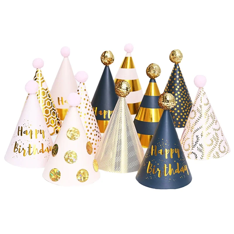 New Baby Birthday Paper Hat Party Cone Hats Happy Birthday Paper Hat For Children Adults Child Kids