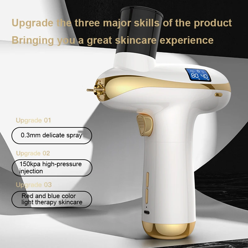 2024 New Design Portable Airbrush Red Blue Light Skin Rejuvenation Facial Beauty Sprayer Skin Analyze Oxygen Injector