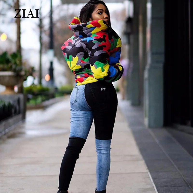 Fashion Bubble Down Coats Color Camouflage Printed and dyed bread down feather coat winter clothing DOWN JACKET