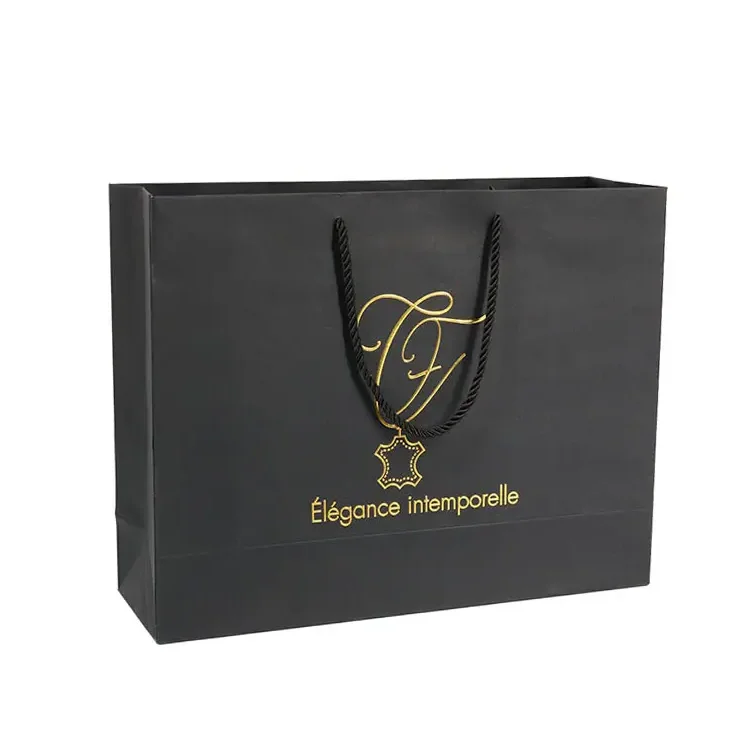 custom luxury black Clothes store retail packaging gift carry bags boutique shopping paper bags with your own logo