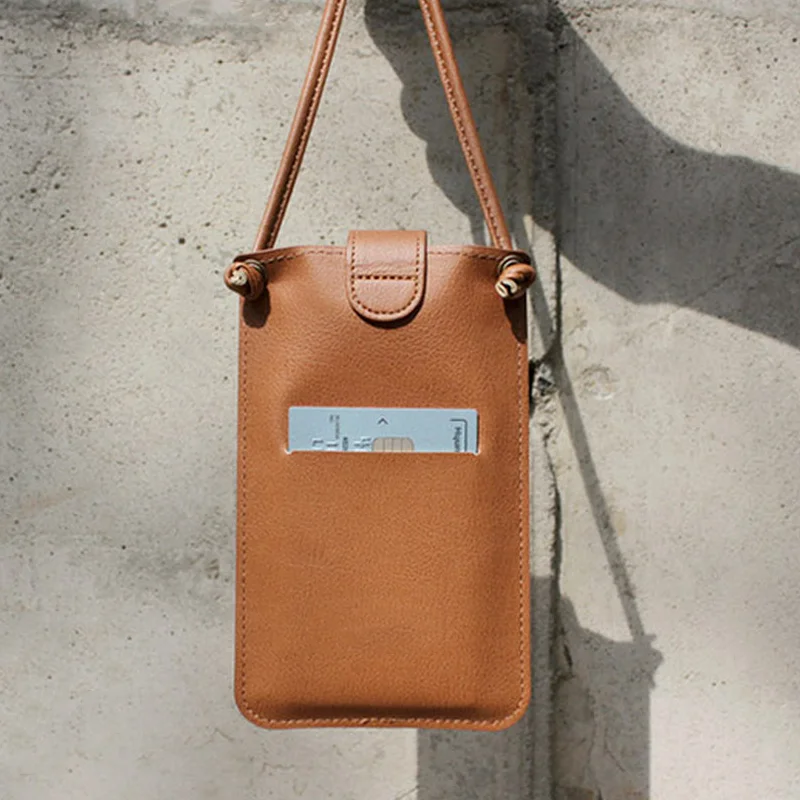 Chic Leather Phone Pouch Case Portable Phone Bags Smartphone Holder Crossbody Bag
