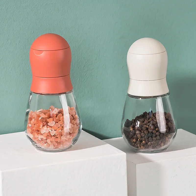 Mini Glass Salt Pepper Grinder Adjustable Spice Nuts Mills Manual Seasoning Grinder Handheld Shaker Bottle Ceramic Core Kitchen