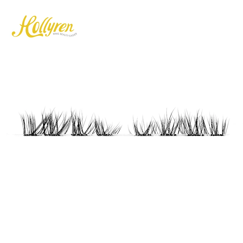 Hollyren At Home Segmented Eyelash Extension 6D Cross Fluffy Mink Cluster Volume Pre-Cut Lashes With Super Hold Microband