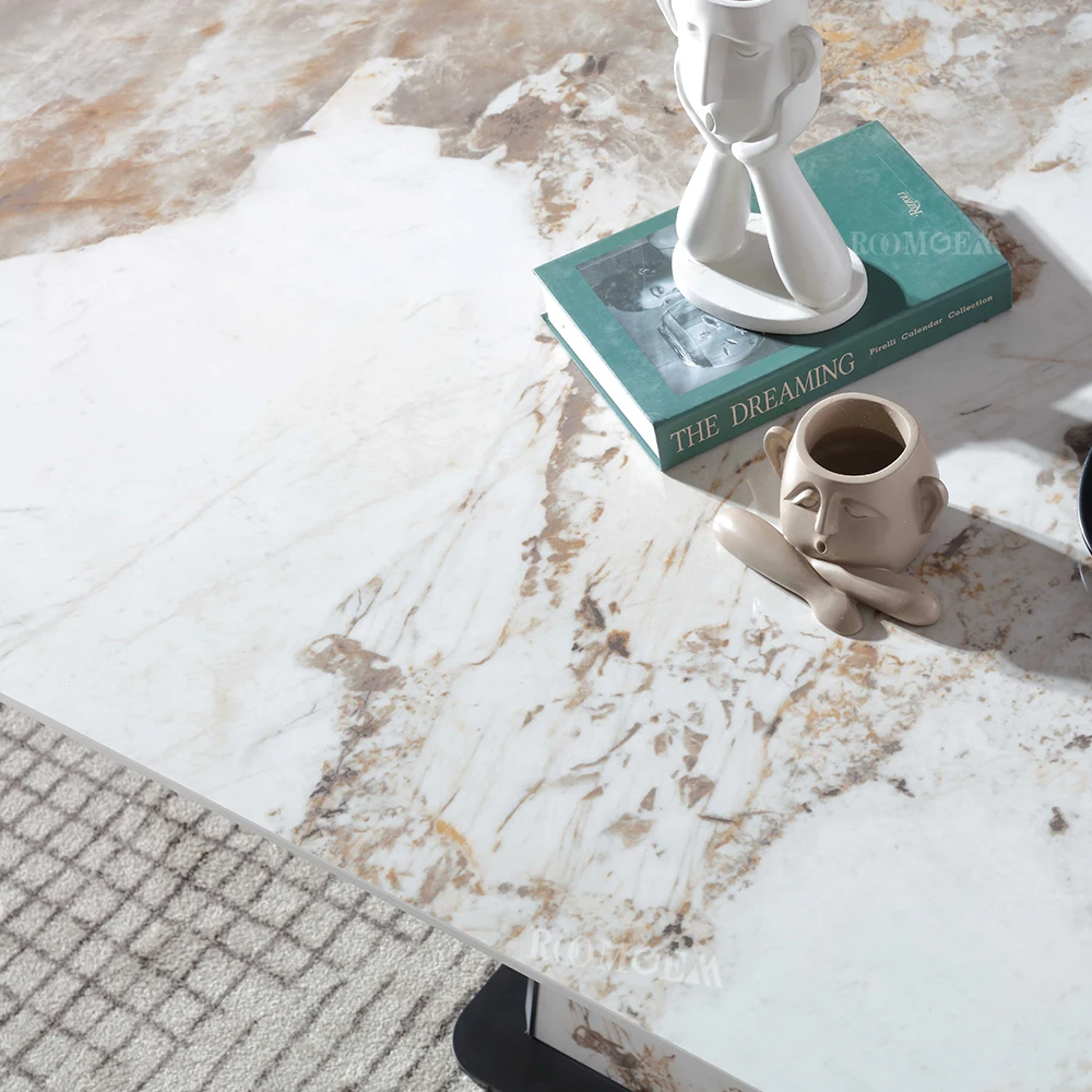 FOSHAN 8 Seater Dinners Furnitures Sintered Slab Table Dining Room Marble Table Set