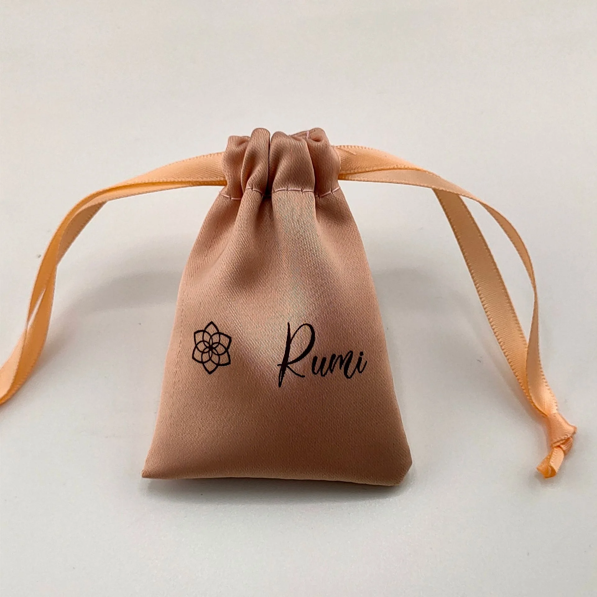 Eco custom logo small business drawstring silk gift bag satin jewelry pouch  satin textile packaging bag wholesale