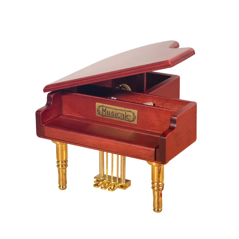 Wooden piano music box, octave box, engraving, decoration gifts