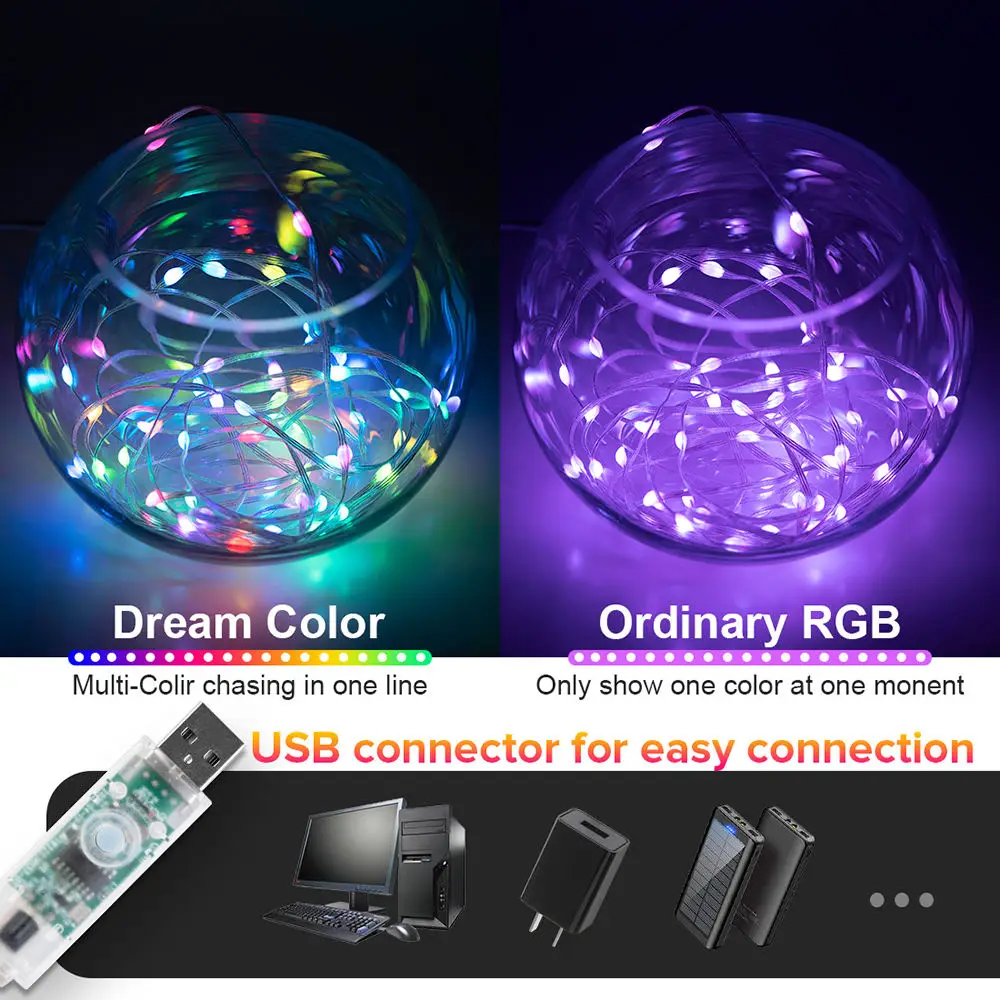 Led App Control Universal Rgb Light Tree Christmas Led Fairy Light Arbol Con De Luces Smart Christmas Tree Light