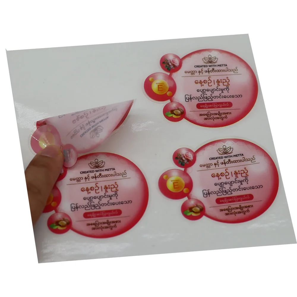 Custom Half Parts Glue Adhesive Stickers Round Clear Label Sticker