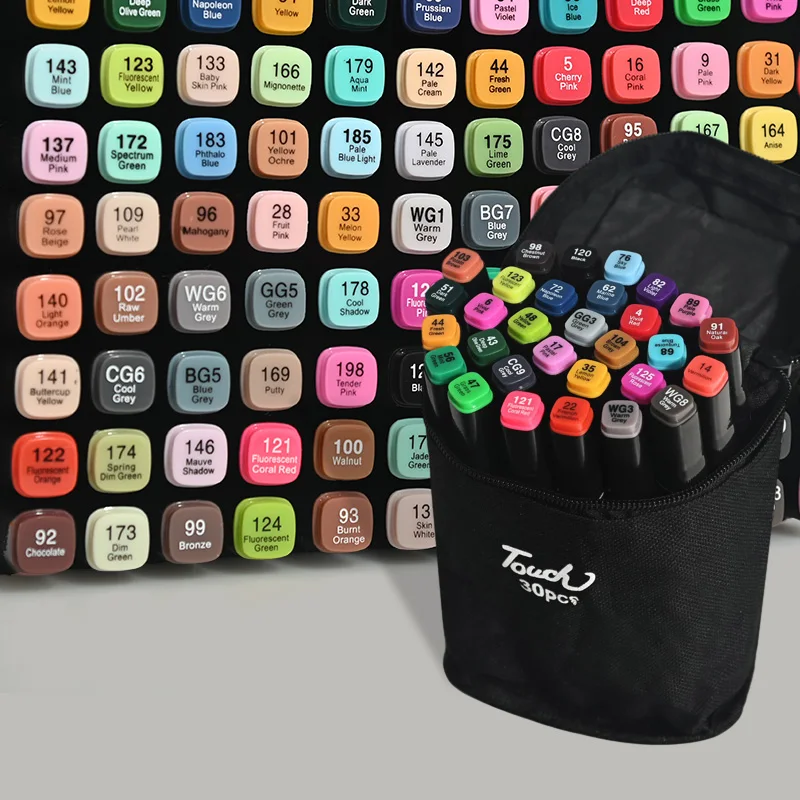 In Stock Dual Tip Art Marker 30 Colors Alcohol Based Marker Pen