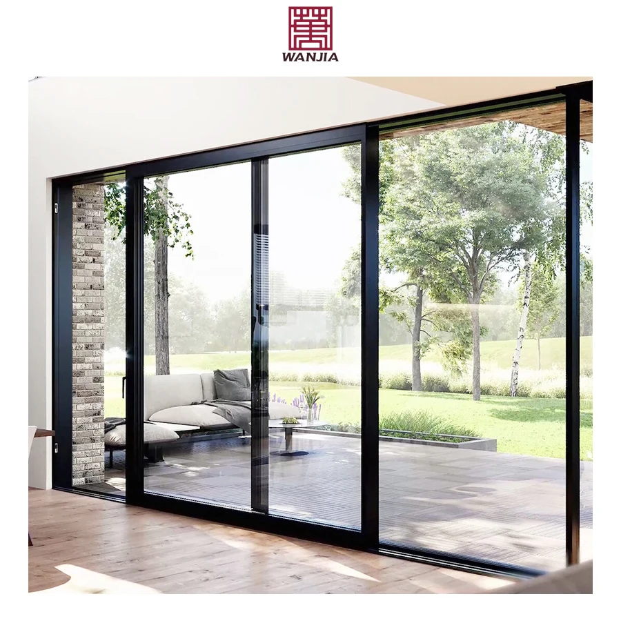 Modern Exterior Noiseless Thermal Break Automatic House 96 x 80 Sliding Patio Door