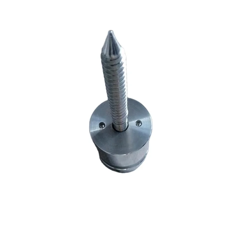 Advertising screw with adjustable wall to glass connector standoff