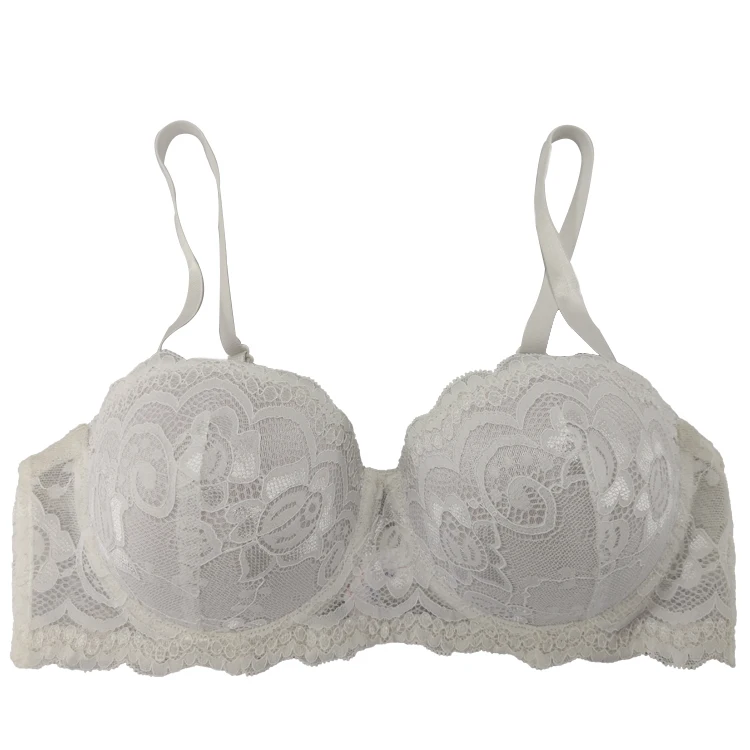 
Romantic White 34B-38C Full Lace Plus Big Size Padded Women Sexy Bra Seamless Underwear Adjusted 1/2 Cup Bra 