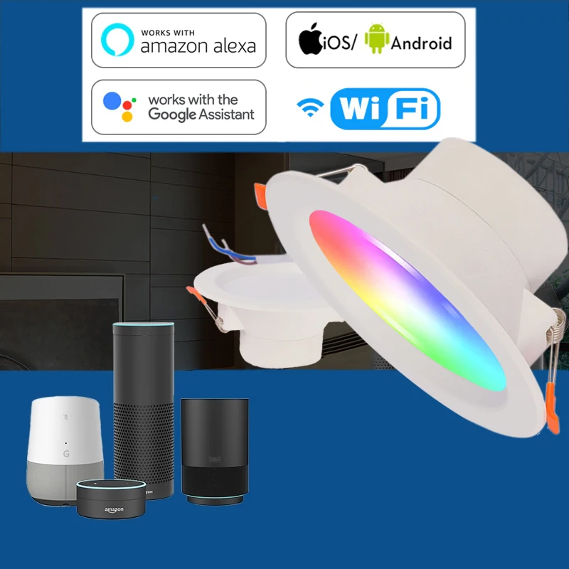 5W 7W 9W 10W 12W 15W indoor lighting 85-265V Wifi Tuya Remote Control LED WIFI Smart Down Light With Alexa Google Home Downlight