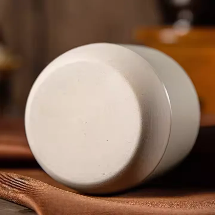 Wholesale Drinking Coffee Mug Matte Beige Ceramic Tea Cups No Handle 220ml Clay Coffee Cup with Custom Engrave Logo