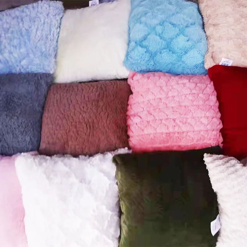 Stock Mixed Solid Color Sofa Bedroom Pillow Cover Plush Velvet Office Home Pillow Case Cushion cover