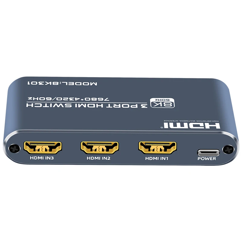 FJ-8K301 Fjgear Exquisite Craftsmanship Support Remote Control 3 In And 1 Out 7680*4320/60Hz 3 Port Switch Hdmi 8K Usb Switch