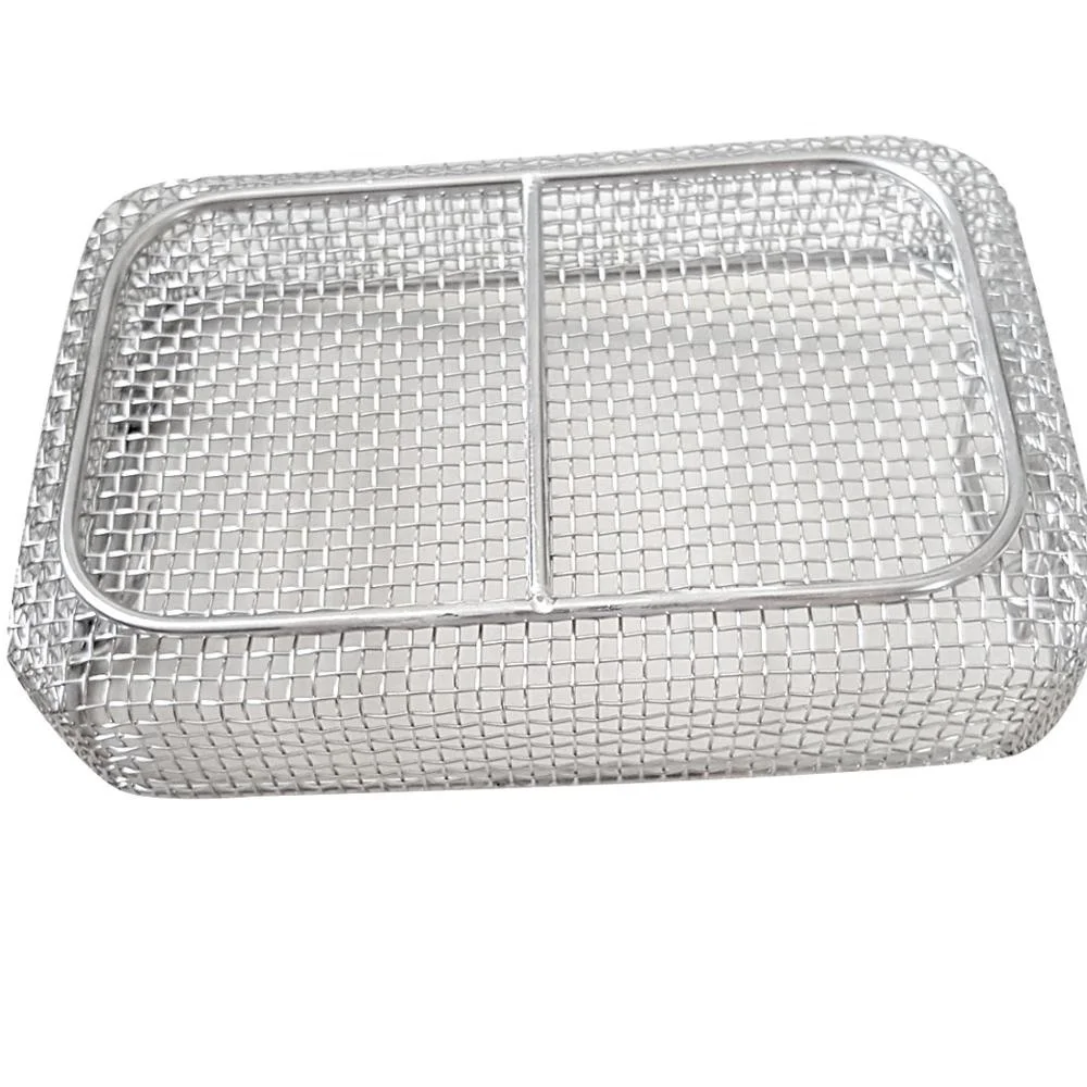 Extended rectangular Stainless Steel Wire Mesh Sterilization Basket For Medical Autoclave Tray