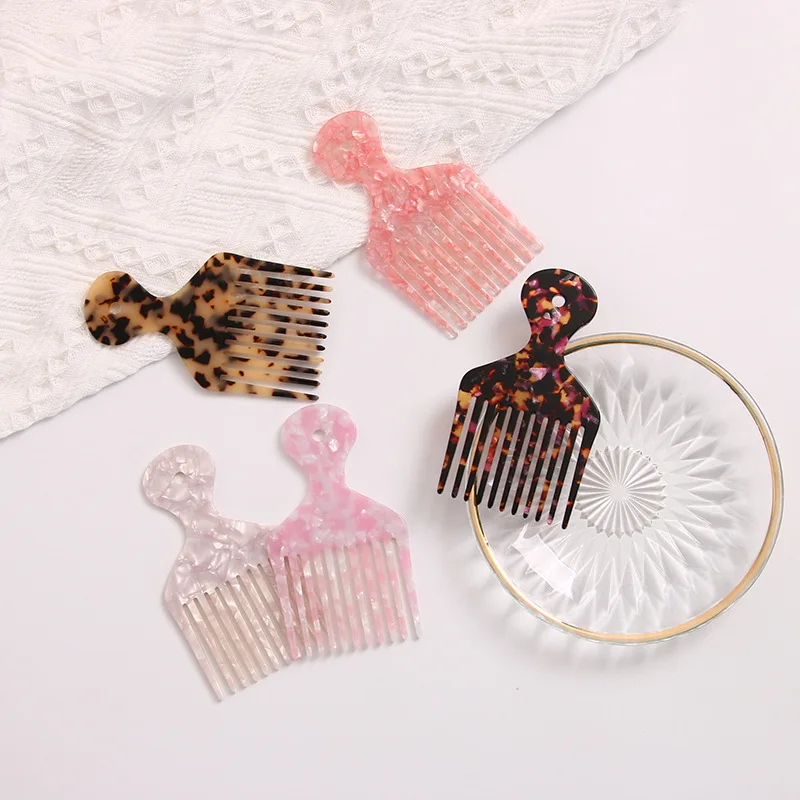 ZON ZHU Wholesale High Quality Colorful Custom Private Label Wide Tooth Cellulose Acetate  Fork Brush Massage