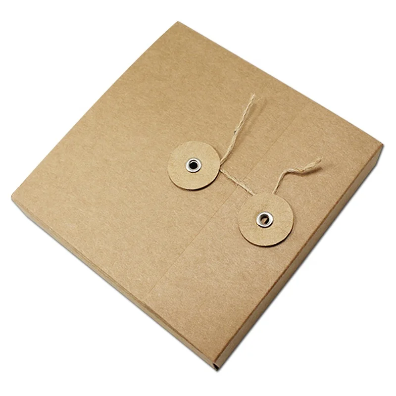 Custom Kraft document file bags mailer envelope box with string and button paper envelopes box