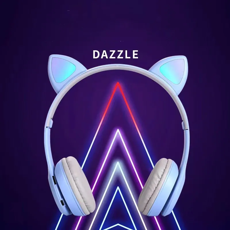 Wireless Headphone Cat Ear With  phone Stereo Bass Helmets Children Girl Gift Earbuds PC Phone Headset Game